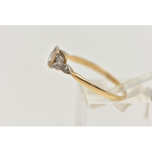 56 - A DIAMOND RING, designed as a round brilliant cut diamond within a square setting with diamond detai... 