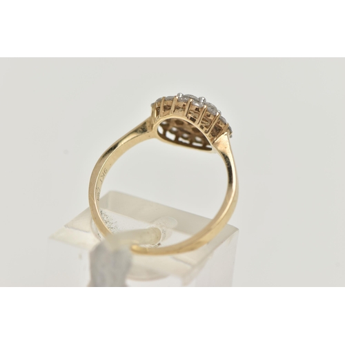 60 - A 9CT GOLD DIAMOND CLUSTER RING, circular form, set with a cluster of round brilliant cut diamonds, ... 