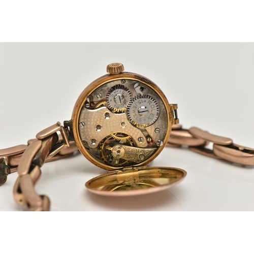 73 - A LADYS 9CT GOLD WRISTWATCH, manual wind, round white dial, Arabic numerals, blue steel hands, in a ... 