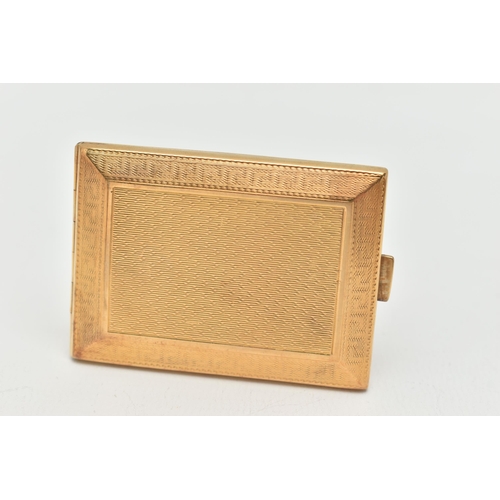 76 - AN EARLY 20TH CENTURY 18CT GOLD MATCHSTICK CASE, rectangular form, engine turned pattern, approximat... 