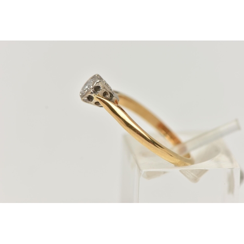 109 - AN 18CT GOLD DIAMOND SINGLE STONE RING, illusion set round brilliant cut diamond, estimated diamond ... 