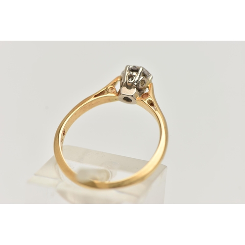 109 - AN 18CT GOLD DIAMOND SINGLE STONE RING, illusion set round brilliant cut diamond, estimated diamond ... 