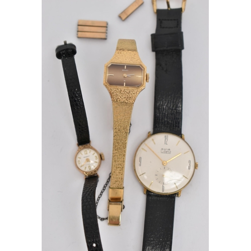 111 - TWO LADYS WRISTWATCHES AND A GENTS WRISTWATCH, to include a ladys 9ct gold 'Regency' manual wind wat... 