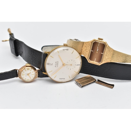 111 - TWO LADYS WRISTWATCHES AND A GENTS WRISTWATCH, to include a ladys 9ct gold 'Regency' manual wind wat... 