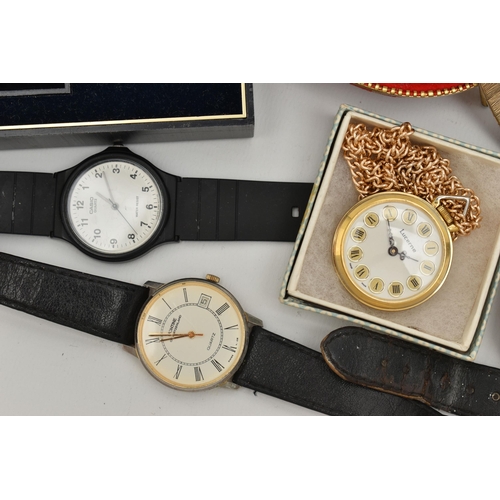 140 - A BOX OF ASSORTED WRISTWATCHES, to include a gents gold plated 'Roamer' wristwatch, a boxed 'Seiko' ... 