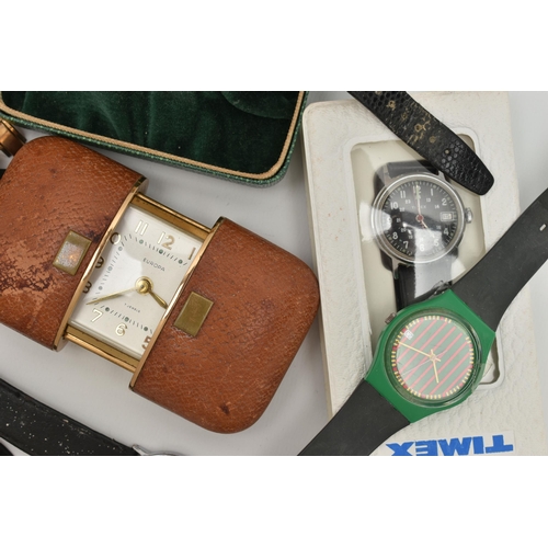 140 - A BOX OF ASSORTED WRISTWATCHES, to include a gents gold plated 'Roamer' wristwatch, a boxed 'Seiko' ... 