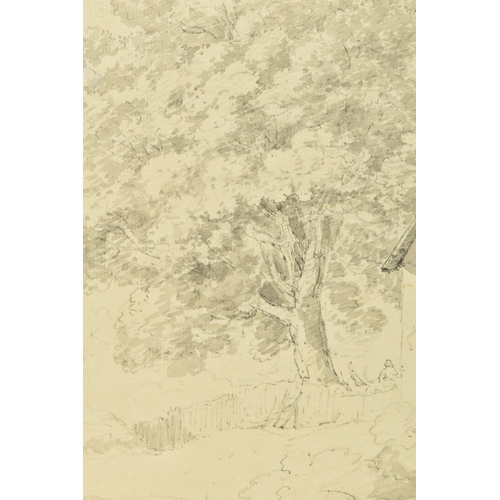 330 - CIRCLE OF JOHN MONRO (19TH/20TH CENTURY) AN UNSIGNED STUDY OF A HOUSE AND TREE, pencil and ink wash ... 