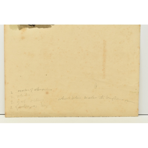 331 - CIRCLE OF JOHN LINNELL AN UNSIGNED STUDY OF FOLIAGE WITH NOTES, two watercolour studies on the same ... 