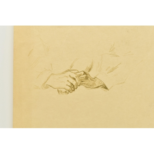 332 - CIRCLE OF NICHOLAS POCOCK (1740-1821) UNSIGNED STUDIES OF HANDS AND FIGURES, three sheets of paper, ... 