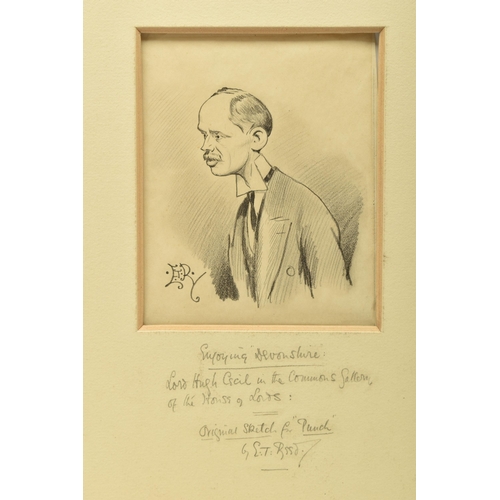 338 - EDWARD TENNYSON REED (1860-1933) 'ENJOYING DEVONSHIRE', a political sketch for Punch magazine, text ... 
