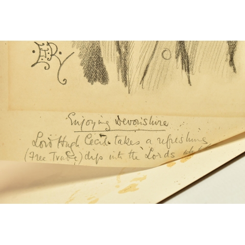 338 - EDWARD TENNYSON REED (1860-1933) 'ENJOYING DEVONSHIRE', a political sketch for Punch magazine, text ... 