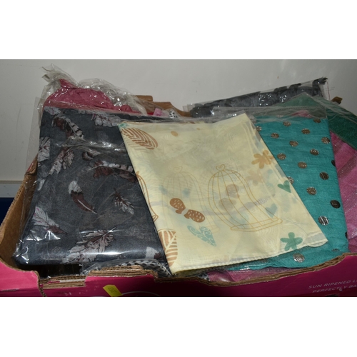 353 - THREE BOXES OF HATS, SCARVES AND ACCESSORIES, many unused in packaging, over fifty ladies scarves, h... 