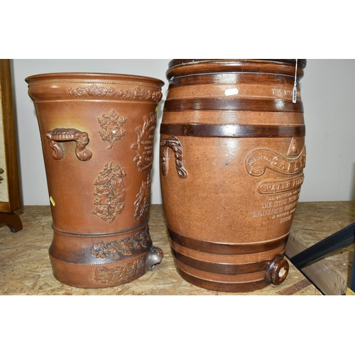 355 - TWO STONEWARE WATER FILTERS, one 'The Atkins Patent, Safety Water Filter', manufactured by The Atkin... 