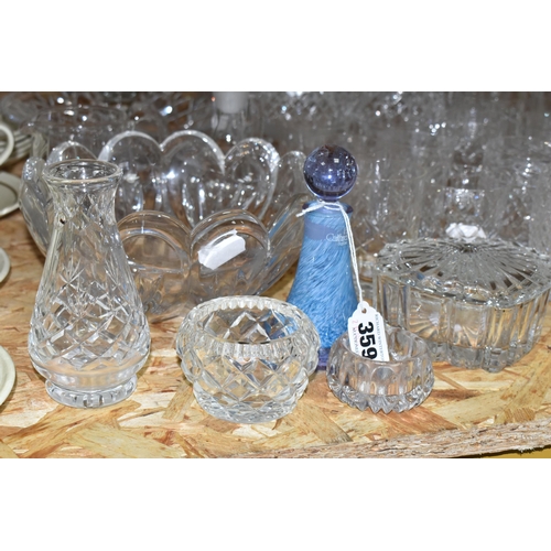 359 - A COLLECTION OF CUT CRYSTAL AND OTHER GLASS WARES, over fifty pieces to include a Caithness scent bo... 