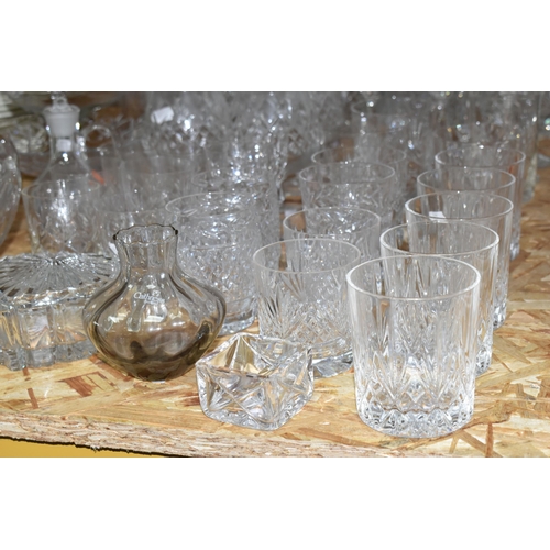 359 - A COLLECTION OF CUT CRYSTAL AND OTHER GLASS WARES, over fifty pieces to include a Caithness scent bo... 