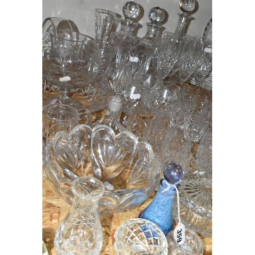 359 - A COLLECTION OF CUT CRYSTAL AND OTHER GLASS WARES, over fifty pieces to include a Caithness scent bo... 
