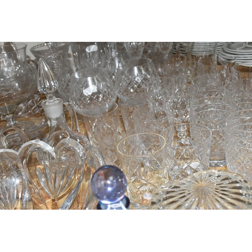359 - A COLLECTION OF CUT CRYSTAL AND OTHER GLASS WARES, over fifty pieces to include a Caithness scent bo... 