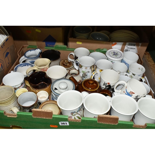 361 - SIX BOXES AND LOOSE CERAMICS, GLASS AND HOMEWARES, to include twenty seven pieces of Coalport Countr... 