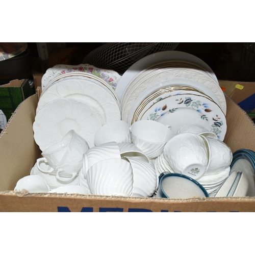 361 - SIX BOXES AND LOOSE CERAMICS, GLASS AND HOMEWARES, to include twenty seven pieces of Coalport Countr... 