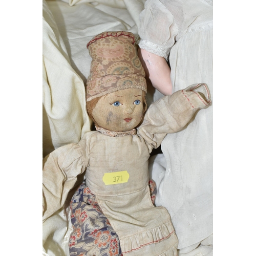 371 - AN ARMAND MARSEILLE BISQUE HEAD DOLL, nape of neck marked 'A.M. Germany 341./372.K, sleeping blue gl... 