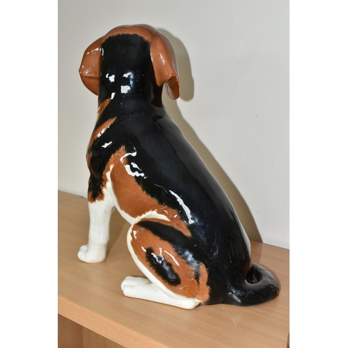 374 - A BESWICK FIRESIDE BEAGLE 2300, black, red and white coat, height 33cm (1) (Condition Report: no obv... 