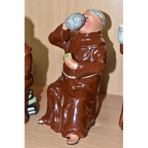 376 - A BRETBY POTTERY TABLEAU OF FOUR MONKS SITTING AROUND A TABLE DRINKING AND PLAYING CARDS (5) (Condit... 