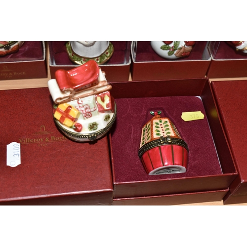 378 - A COLLECTION OF BOXED VILLEROY & BOCH PORCELAIN CHRISTMAS BAUBLES AND BOXED TRINKET BOXES, comprisin... 