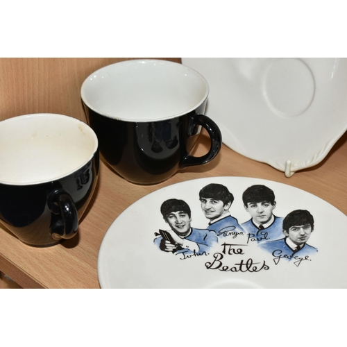 402 - FOUR WASHINGTON POTTERY 'THE BEATLES' BISCUIT PLATE SETS, comprising four biscuit plates, each print... 