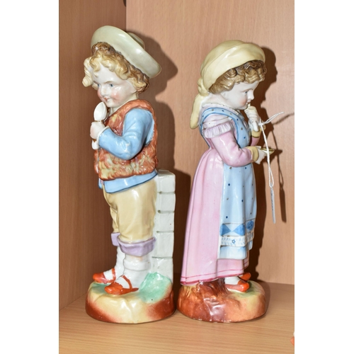 405 - TWO CONTINENTAL PORCELAIN FIGURES OF CHILDREN, probably late nineteenth century German figures of a ... 