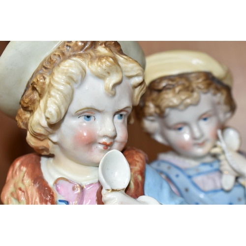 405 - TWO CONTINENTAL PORCELAIN FIGURES OF CHILDREN, probably late nineteenth century German figures of a ... 