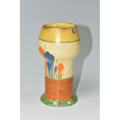 407 - A CLARICE CLIFF 'CROCUS' PATTERN VASE, shape 268, for Wilkinson Ltd, height 15cm, black printed Biza... 