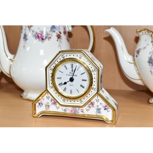 415 - A TWENTY SEVEN PIECE ROYAL CROWN DERBY 'ROYAL ANTOINETTE' A1225 TEA SERVICE, comprising a teapot (se... 