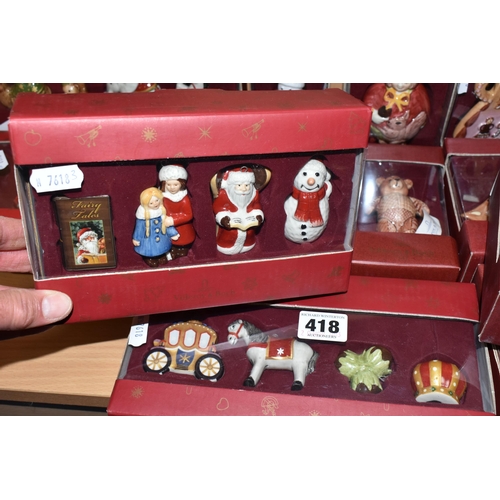 418 - A COLLECTION OF BOXED VILLEROY & BOCH PORCELAIN CHRISTMAS DECORATIONS, comprising Nostalgic Ornament... 