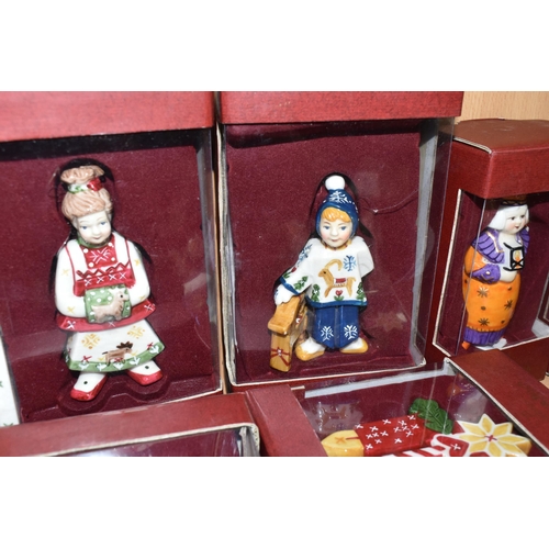 419 - A COLLECTION OF BOXED VILLEROY & BOCH PORCELAIN CHRISTMAS DECORATIONS, comprising three Scandinavian... 