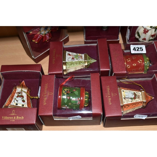 425 - A COLLECTION OF BOXED VILLEROY & BOCH PORCELAIN CHRISTMAS DECORATIONS, comprising nine Fantasy Ornam... 