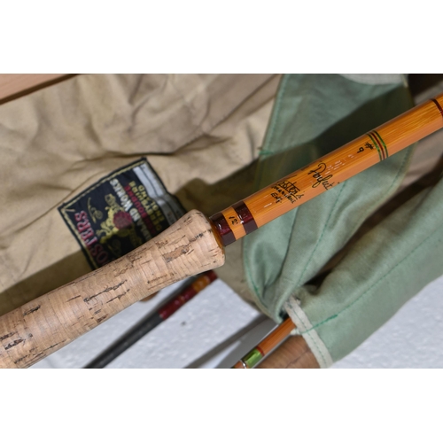 428 - A GROUP OF FIVE FISHING RODS, comprising two vintage 12ft split cane salmon fly rod 'The Perfect'  m... 