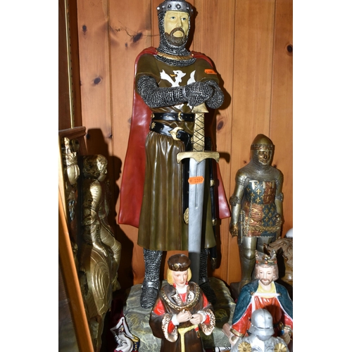 432 - A COLLECTION OF KNIGHTS IN ARMOUR, comprising two Alfretta porcelain figures Richard III and King Jo... 