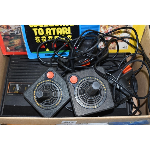 442 - ATARI VCS CONSOLE AND GAMES, games include Combat, Star Wars Jedi Arena, Video Game Olympics. Space ... 