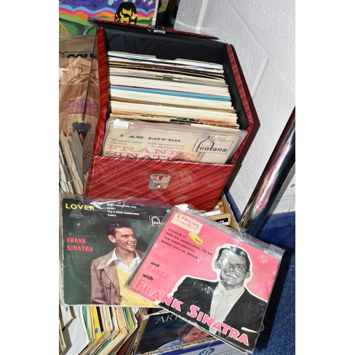 469 - TWO BOXES AND ONE CASE OF L.P'S AND SINGLE RECORDS, to include approximately  two hundred singles, a... 