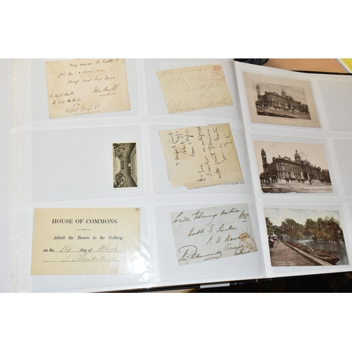 487 - POSTCARDS, PHOTOGRAPHS & AUTOGRAPHS in Two Albums, containing a large selection of Political ephemer... 