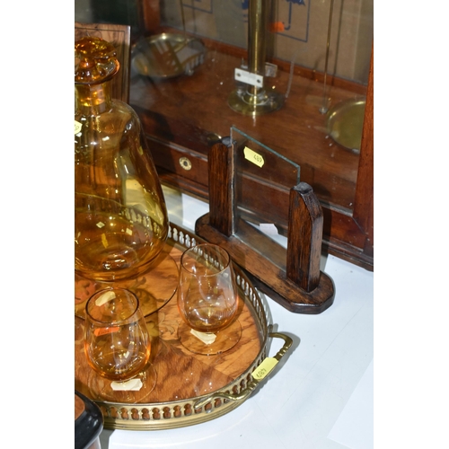 489 - A CASED SET OF BAIRD & TATLOCK SCIENTIFIC SCALES, AN OLIVEWOOD FRET CUT PHOTOGRAPH FRAME, A LATE VIC... 