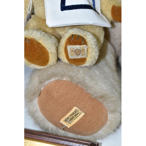 490 - A LARGE MERRYTHOUGHT CHAMPAGNE PLUSH BEAR, plastic eyes, vertically stitched nose, jointed body, lab... 