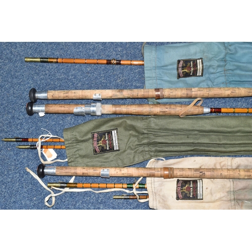 497 - THREE VINTAGE FOSTER BROTHERS 'CHALLENGE BRAND' FLY RODS, all three are split cane 'The Perfect' , t... 