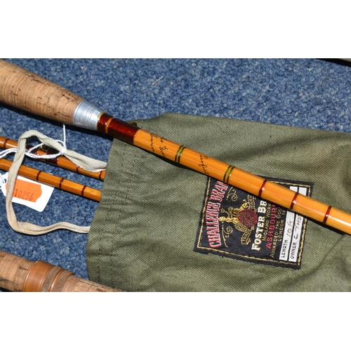 497 - THREE VINTAGE FOSTER BROTHERS 'CHALLENGE BRAND' FLY RODS, all three are split cane 'The Perfect' , t... 