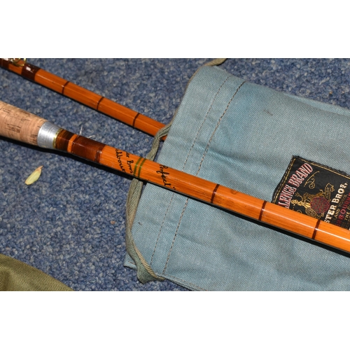 497 - THREE VINTAGE FOSTER BROTHERS 'CHALLENGE BRAND' FLY RODS, all three are split cane 'The Perfect' , t... 