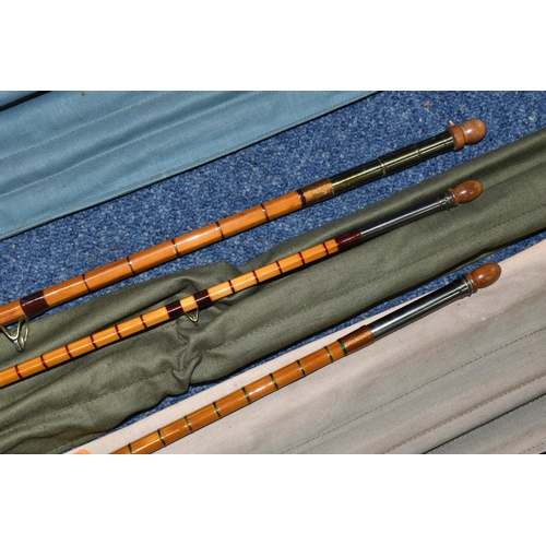 497 - THREE VINTAGE FOSTER BROTHERS 'CHALLENGE BRAND' FLY RODS, all three are split cane 'The Perfect' , t... 