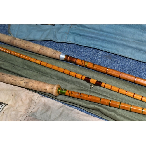 497 - THREE VINTAGE FOSTER BROTHERS 'CHALLENGE BRAND' FLY RODS, all three are split cane 'The Perfect' , t... 