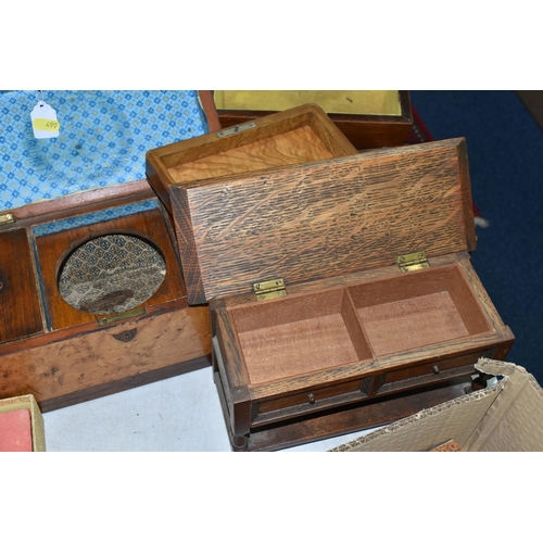 499 - ONE BOX OF EPHEMERA & FOUR SMALL WOODEN BOXES, the Ephemera items include a personal photograph albu... 