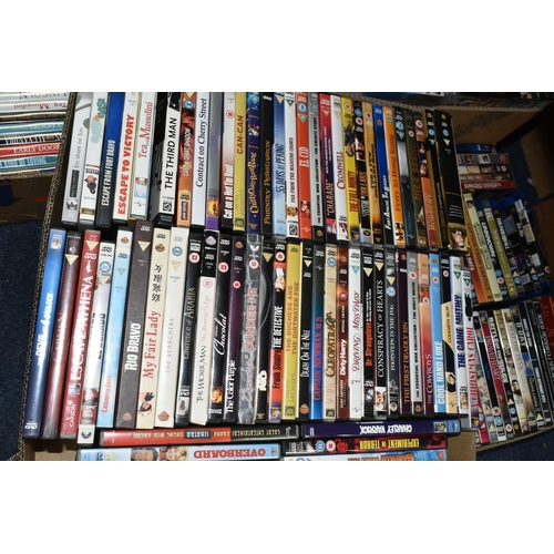 514 - SIX BOXES OF DVDS containing over 320 miscellaneous Film and TV titles including box sets