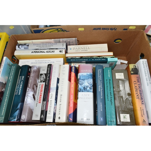 516 - SIX BOXES OF BOOKS containing over 120 miscellaneous titles in hardback and paperback formats, mostl... 